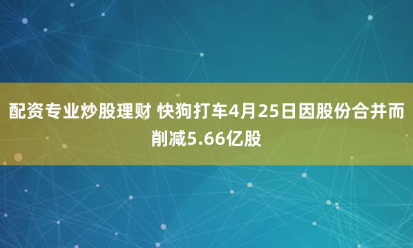 配资专业炒股理财 快狗打车4月25日因股份合并而削减5.66亿股