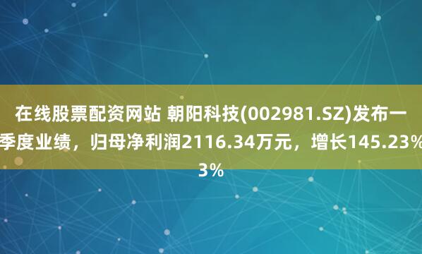 在线股票配资网站 朝阳科技(002981.SZ)发布一季度业绩，归母净利润2116.34万元，增长145.23%